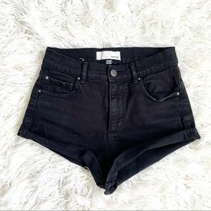 Women’s garage high rise black denim shorts